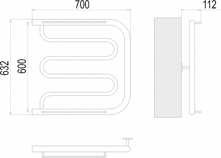 Фокстрот БШ 600х700 Полотенцесушитель  TERMINUS Бийск - фото 3