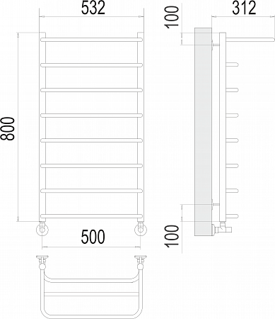 Полка П8 500х800  Полотенцесушитель  TERMINUS Бийск - фото 3