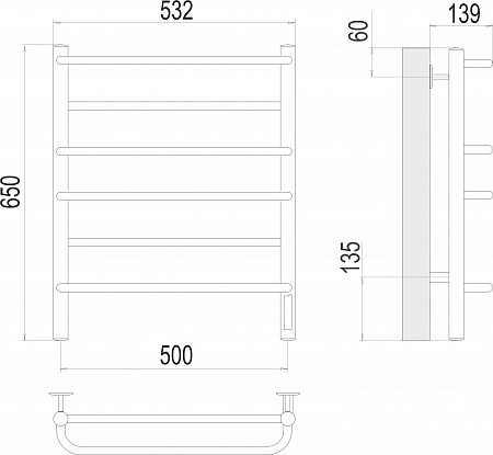 Евромикс П6 500х650 Электро (quick touch) Полотенцесушитель  TERMINUS Бийск - фото 3