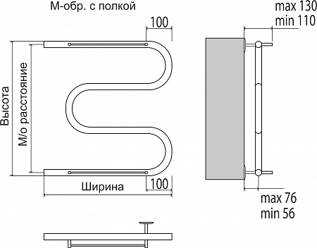 М-обр с/п AISI 32х2 500х400 Полотенцесушитель  TERMINUS Бийск - фото 3