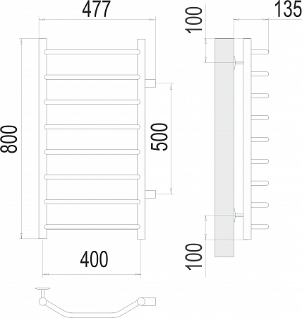 Виктория П8 400х800 бп500 Полотенцесушитель  TERMINUS Бийск - фото 3