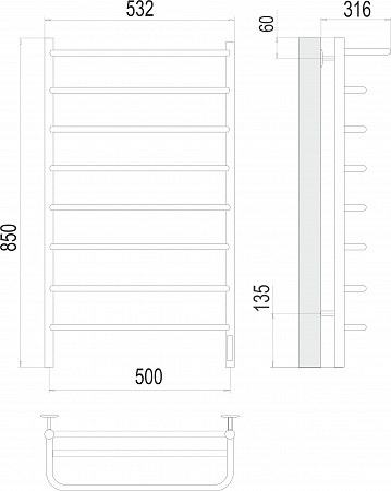 Полка П8 500х850 Электро (quick touch) Полотенцесушитель  TERMINUS Бийск - фото 3
