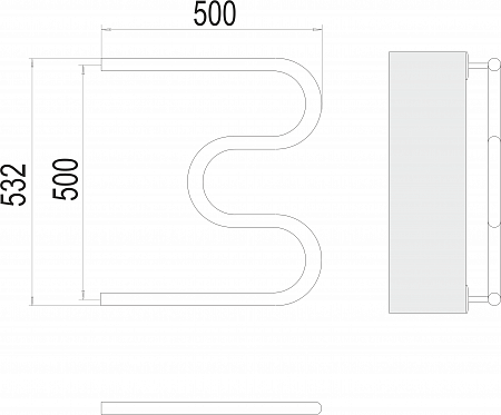 М-обр AISI 32х2 500х500 Полотенцесушитель  TERMINUS Бийск - фото 3