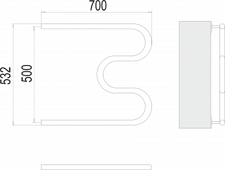 М-обр AISI 32х2 500х700 Полотенцесушитель  TERMINUS Бийск - фото 3