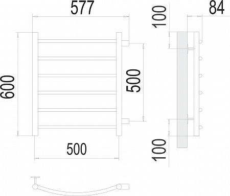 Классик П6 500х600 бп500 Полотенцесушитель  TERMINUS Бийск - фото 3