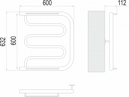 Фокстрот БШ 600х600 Полотенцесушитель TERMINUS Бийск - фото 3