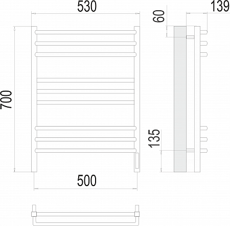 Соренто П9 500х700 электро (sensor quick touch) Полотенцесушитель  TERMINUS Бийск - фото 3