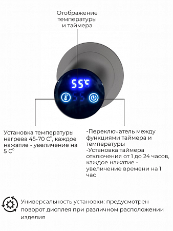 Рондо П2 350х760 электро Полотенцесушитель TERMINUS Оружейная сталь Бийск - фото 5