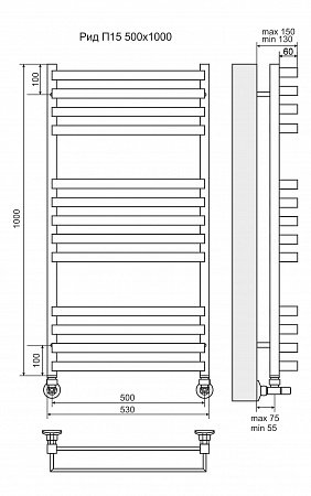 Рид П13 500х1000 Полотенцесушитель  TERMINUS Бийск - фото 3