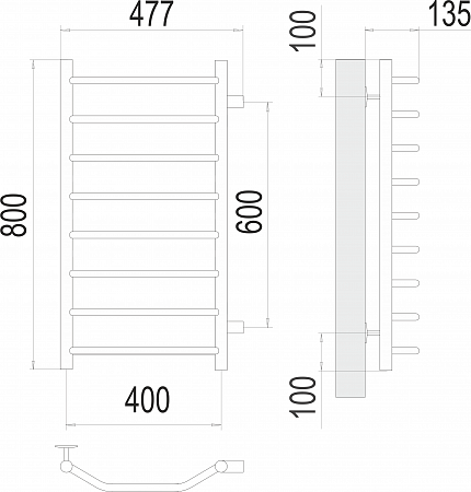 Виктория П8 400х800 бп600 Полотенцесушитель  TERMINUS Бийск - фото 3