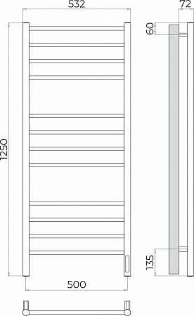 Аврора П12 500х1250 Электро (quick touch) Полотенцесушитель TERMINUS Бийск - фото 3