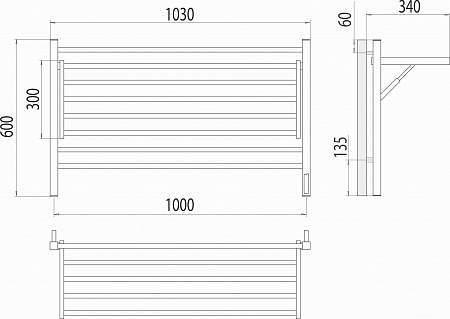 Горизонт П8 1000х600 электро КС ЧЕРНЫЙ МУАР (sensor quick touch) Полотенцесушитель TERMINUS Бийск - фото 5