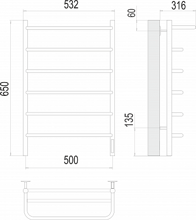 Полка П6 500х650 Электро (quick touch) Полотенцесушитель  TERMINUS Бийск - фото 3